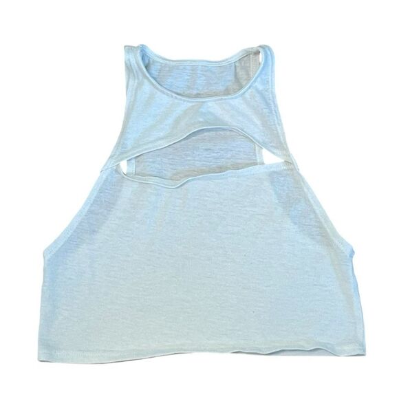 Project Social T Cropped Keyhole Tank Top White Lightweight Knit Sleeveless S - Picture 1 of 3